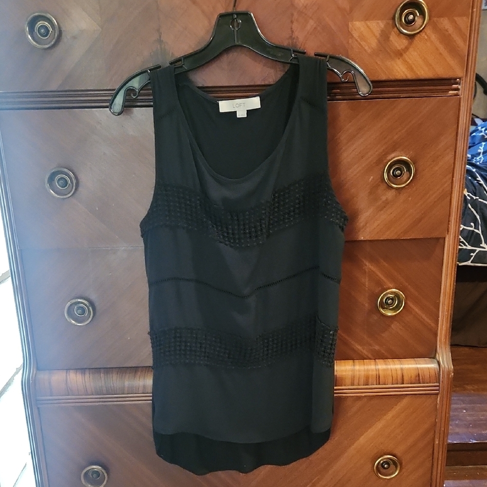 LOFT Black Textured Tank Top